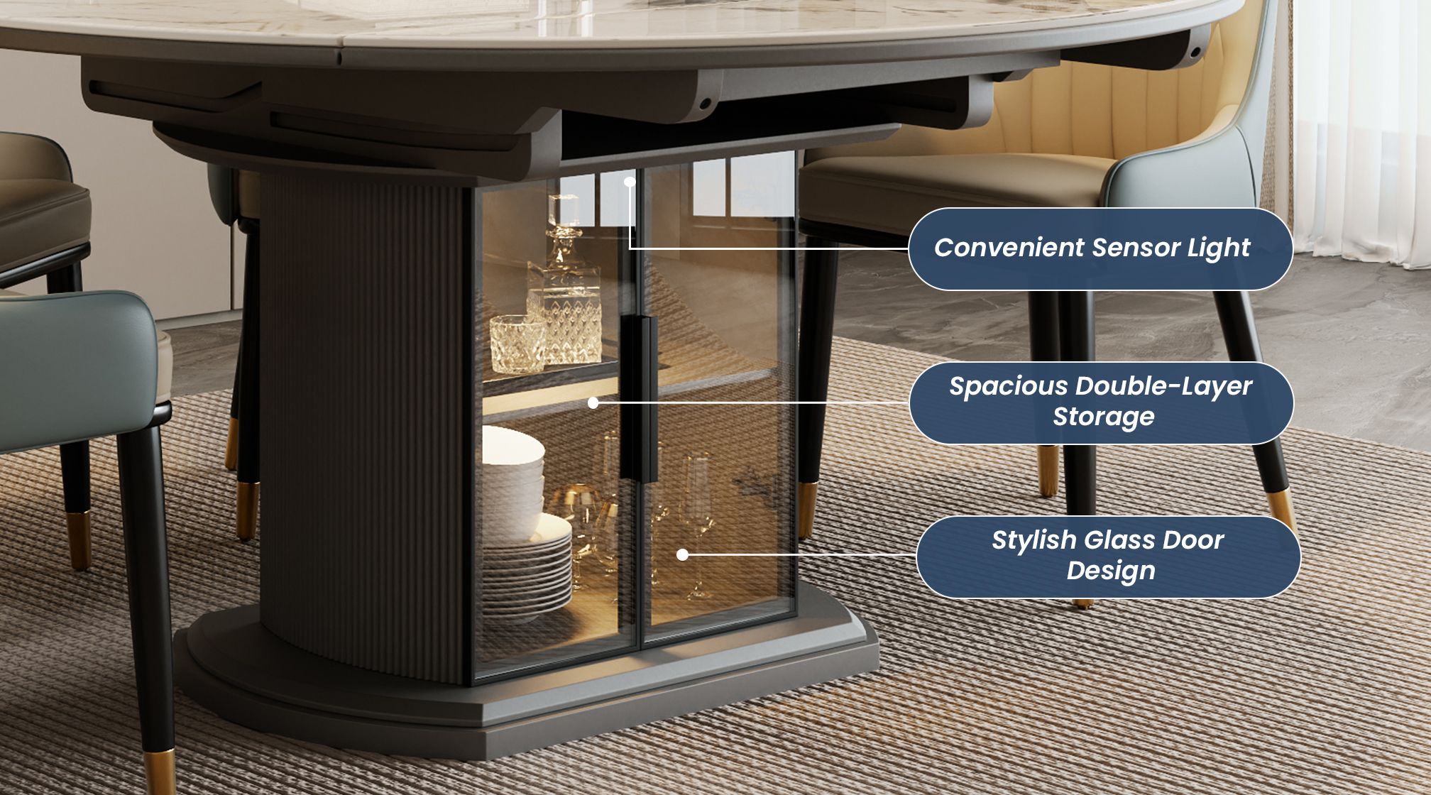 Stylish Storage Dining Table