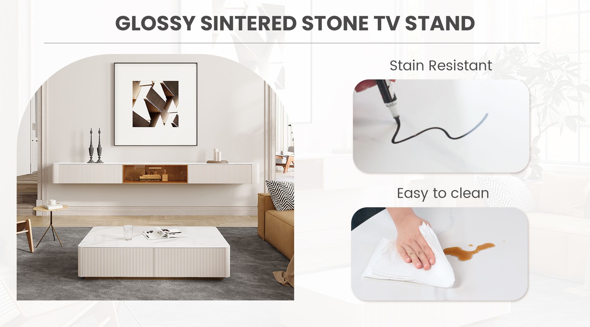 Tischplatte aus gesintertem Stein