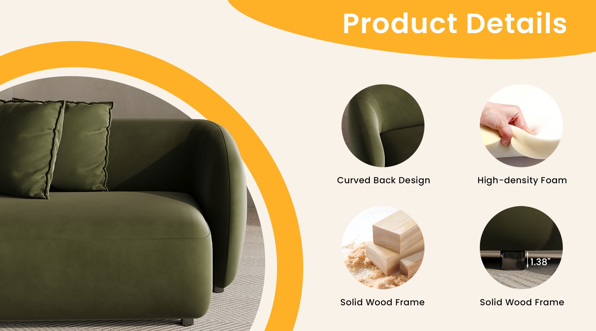 Elegant Comfort: Curved Back Sofa