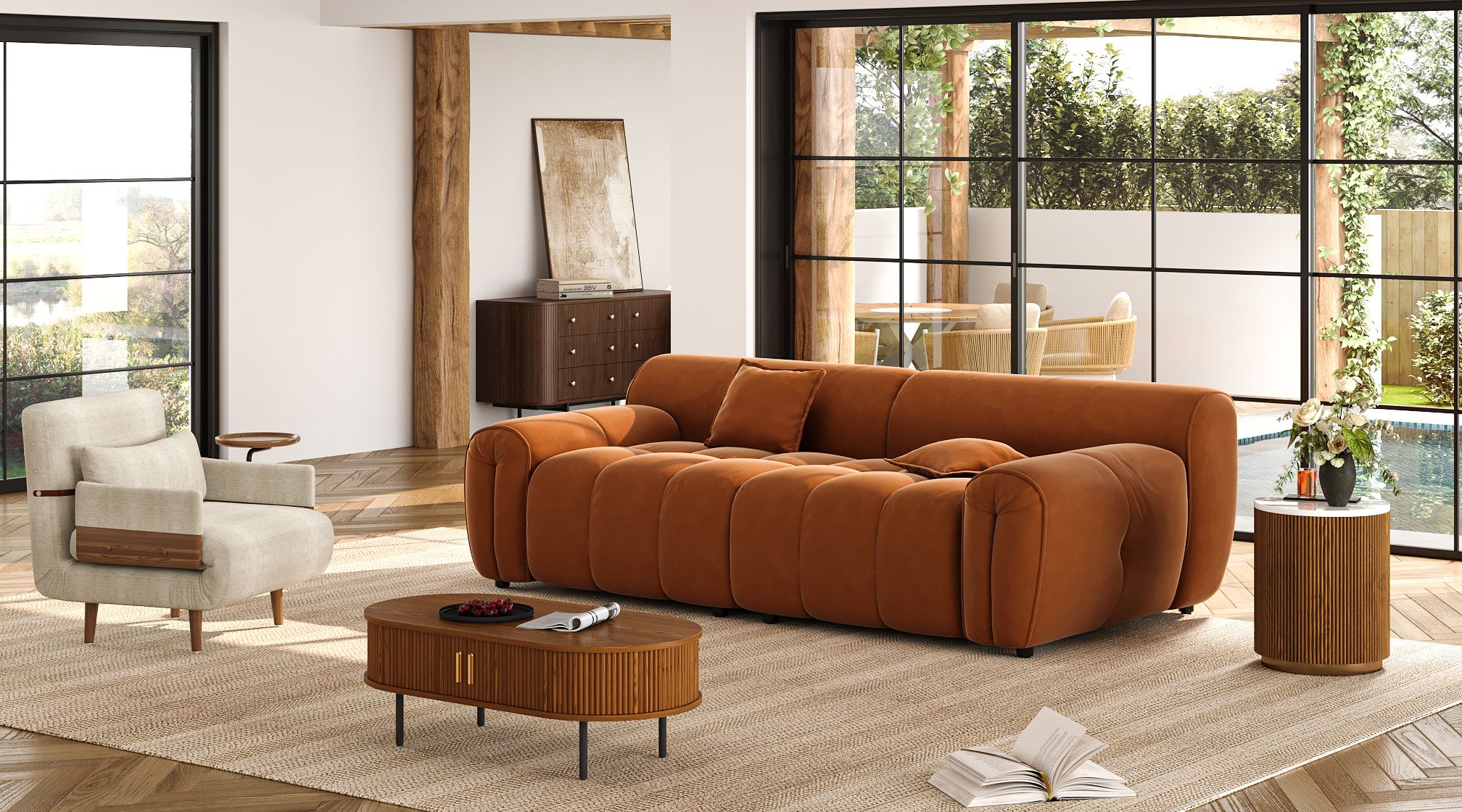 Hand-Tufted Deep Seat Sofa
