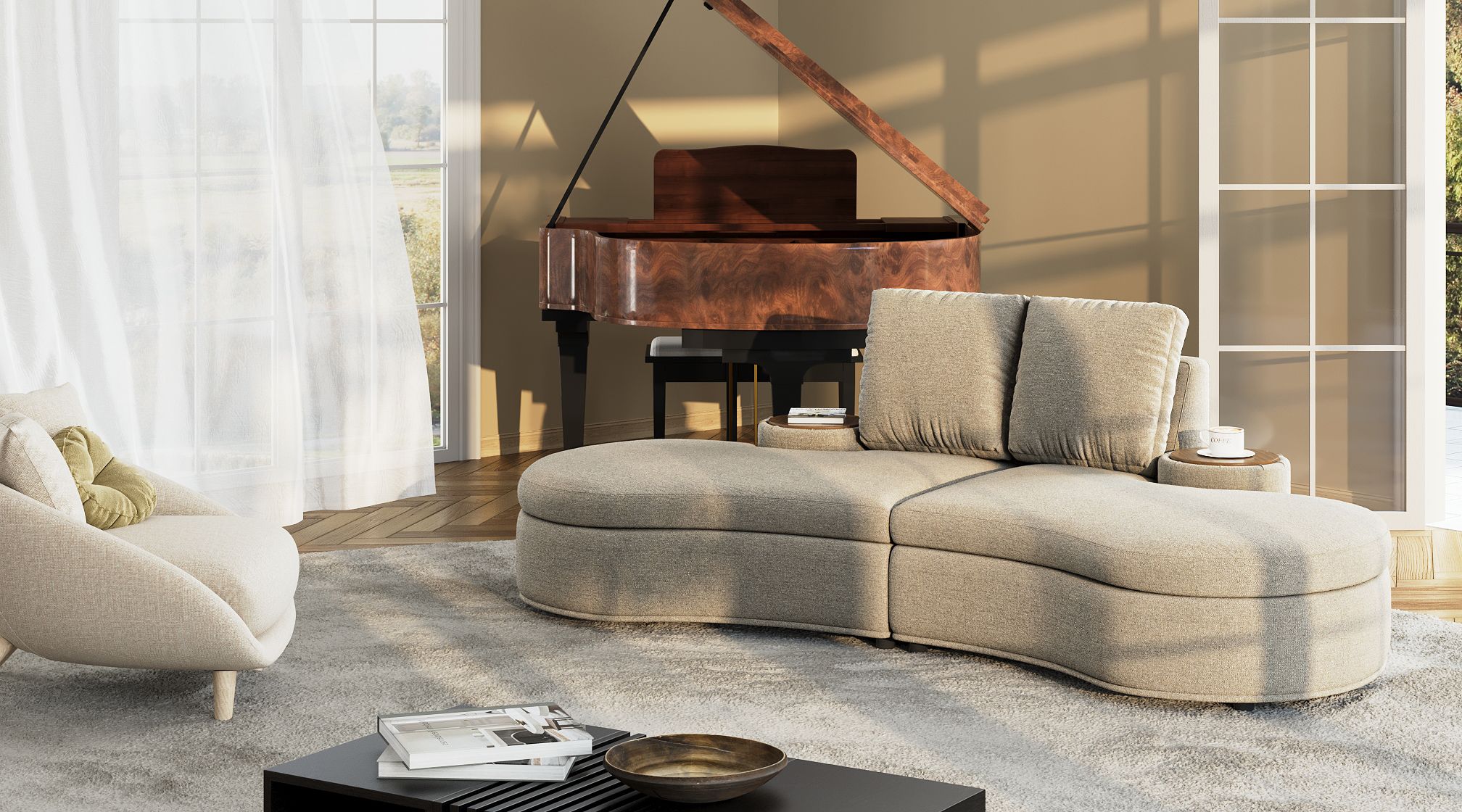Stylish and Versatile Sofa with Small Side Table