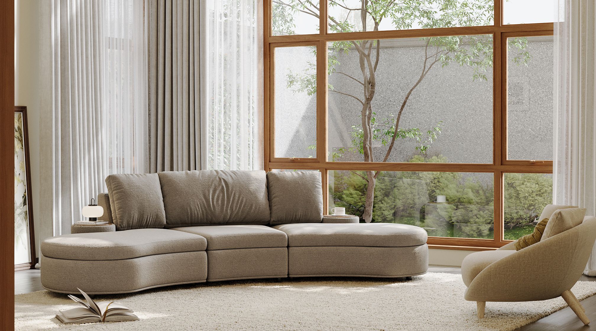 Stylish and Versatile Sofa with Small Side Table