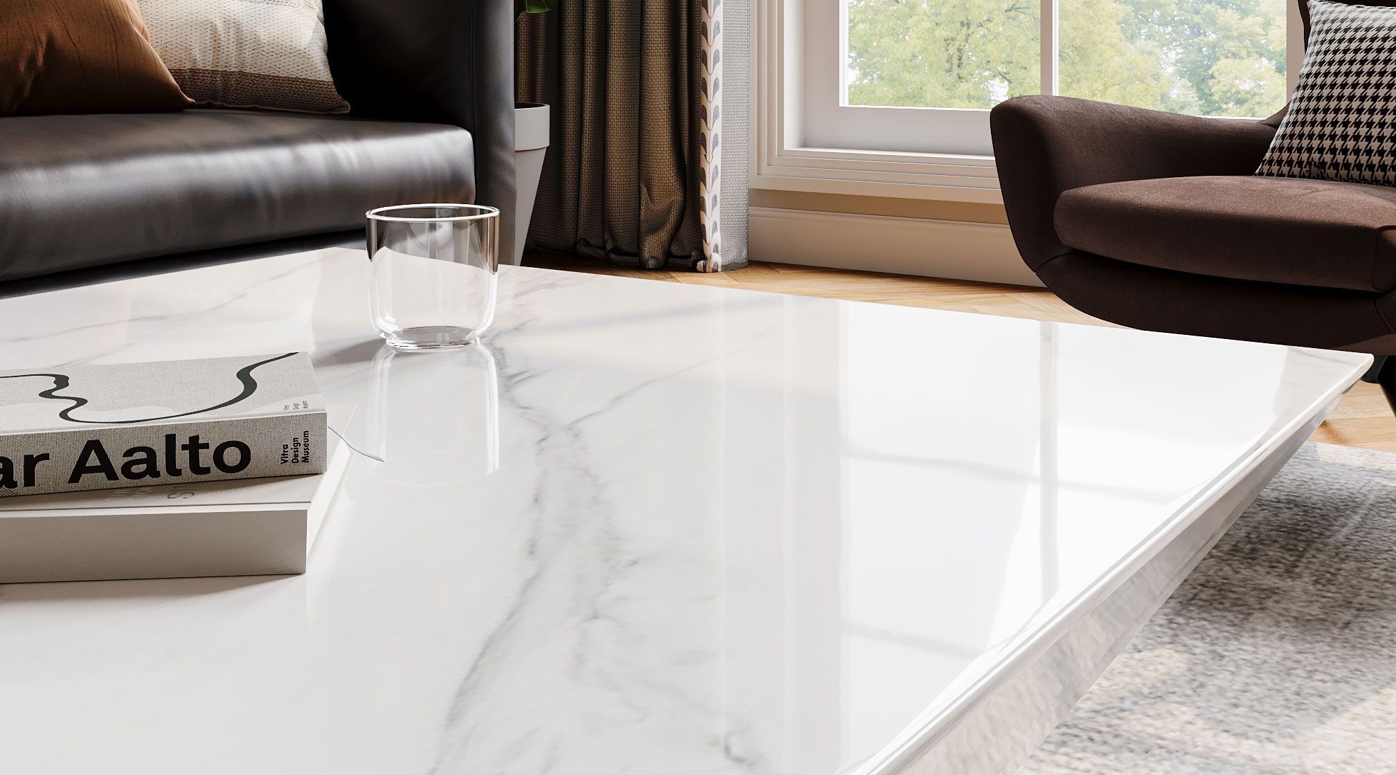 Glossy Marble Veneer Surface