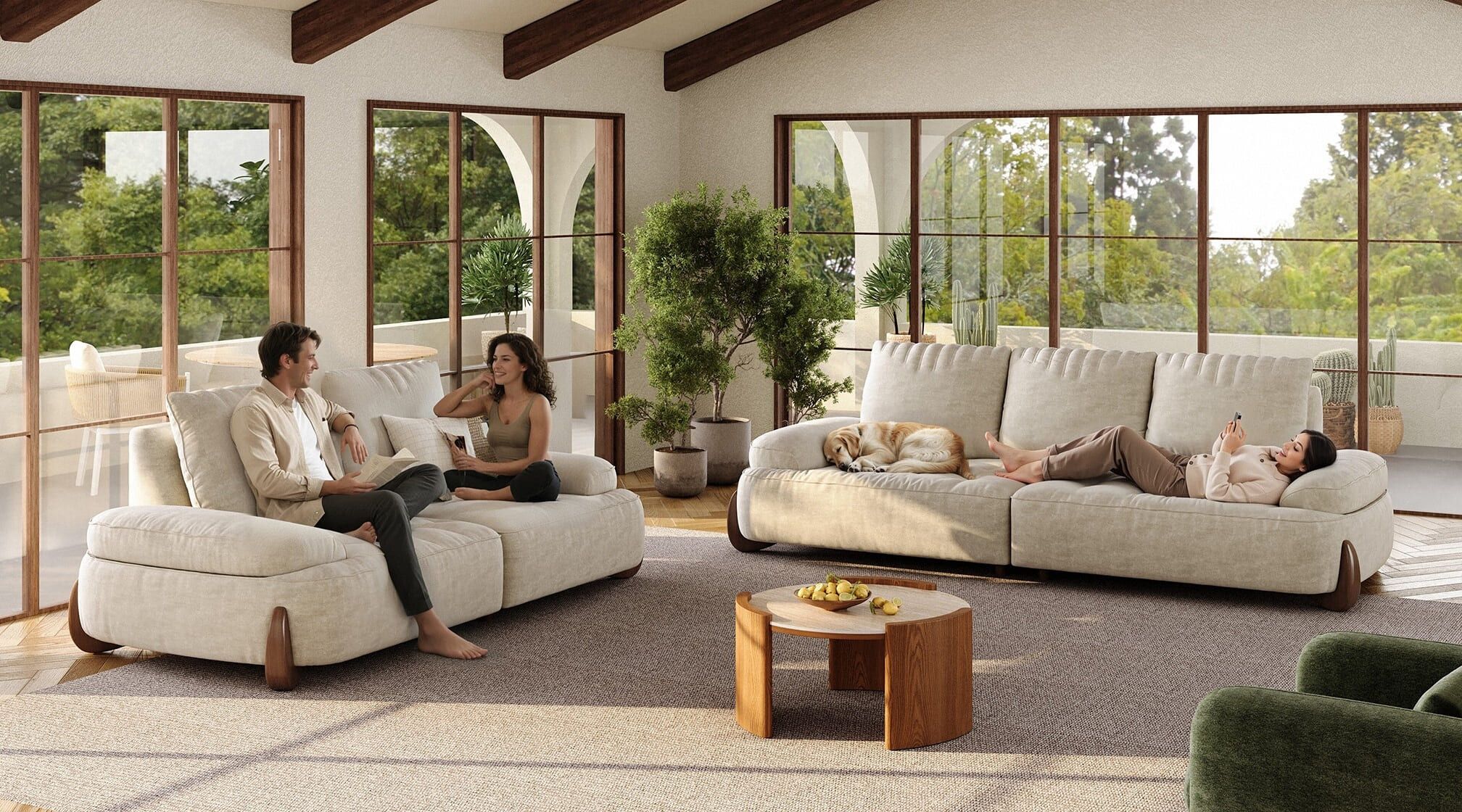 Cozy sofa combines style and practicality