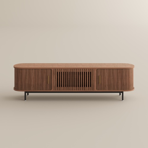 71" Mid-Century Modern Tambour Door TV Stand