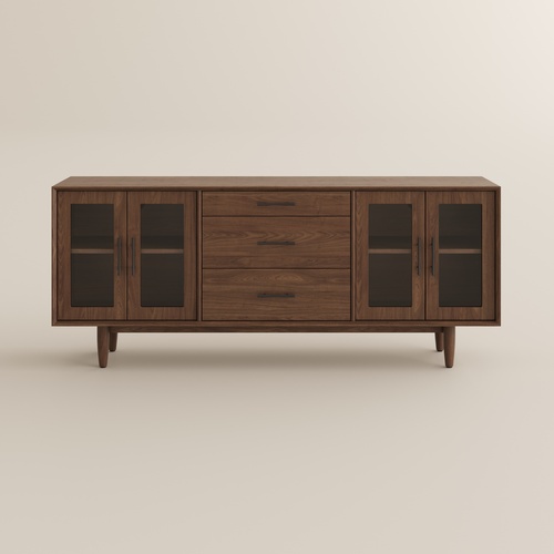 71" Mid-Century Modern TV Stand with Glass Doors