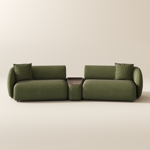 324cm Curved Deep Sofa with Modular Side Table