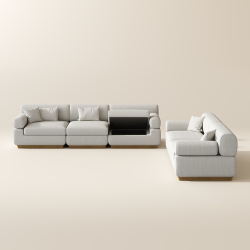 Armless Storage Modular Waterproof Chenille Sofa Set Modern Beige Couch