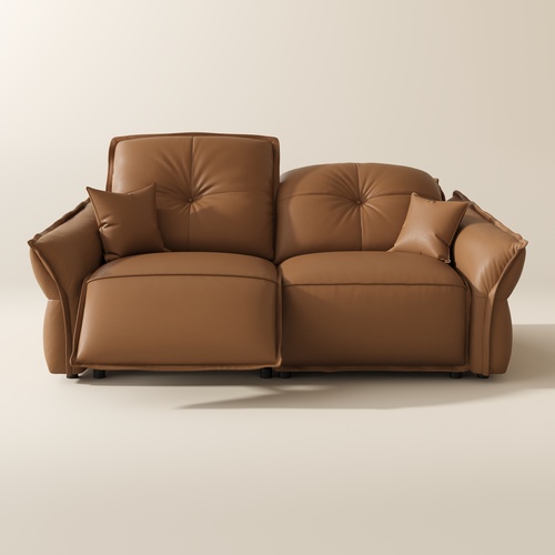 82.7" Luxury Top-Grain Leather Power Reclining Loveseat with Independently Adjustable Headrests and Footrests