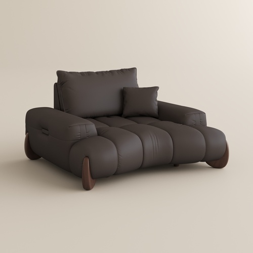 63 Inch Dark Brown Leather Armchair with Spill-Proof & Scratch-Resistant Adjustable Cushions