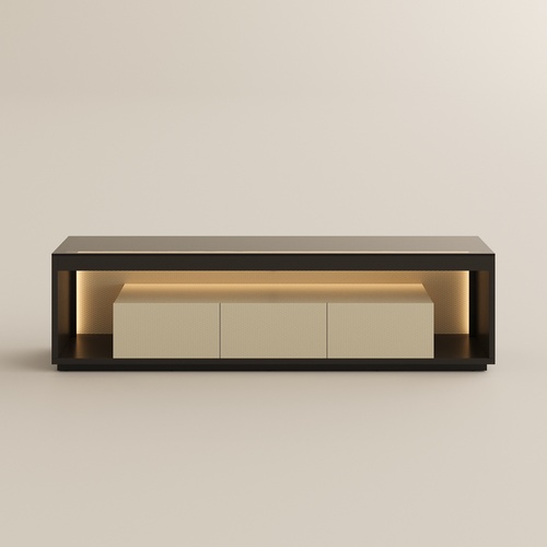 71" Modern Low Profile TV Console with Glass Tabletop
