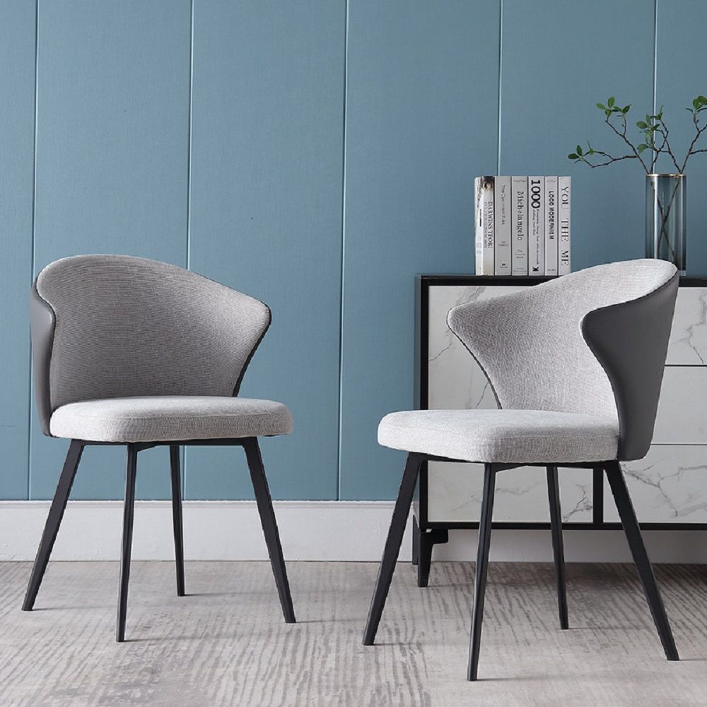 Edam Wingback Chair (Set of 2), Iron Feet, PU Leather, Fabric, Assembly Needed