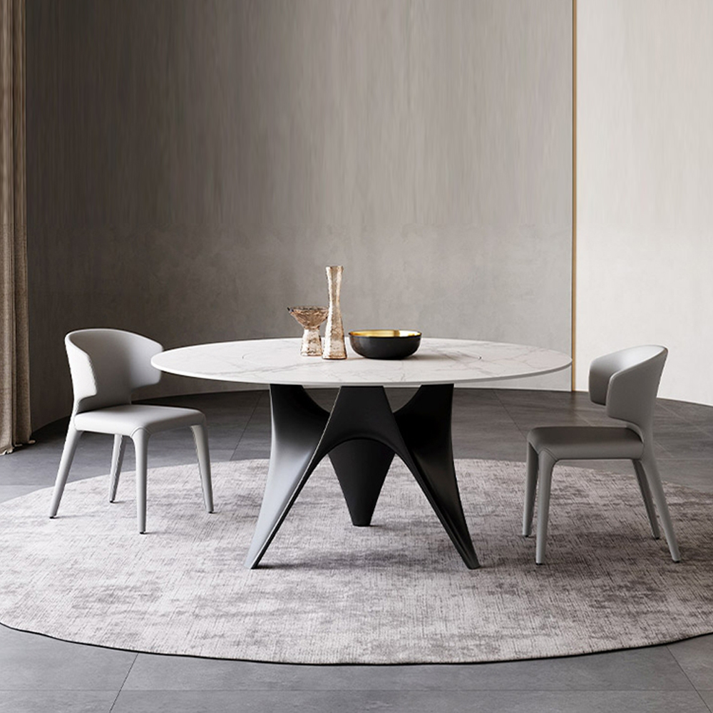 Stylish White Round Pedestal Table withBlack Leg - Free Shipping!