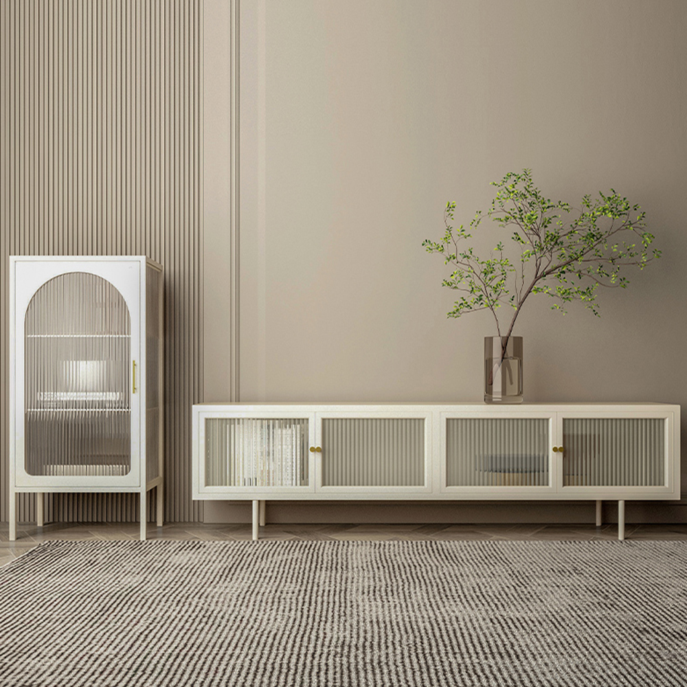 Modern White 4door Moru Glass TV Stand