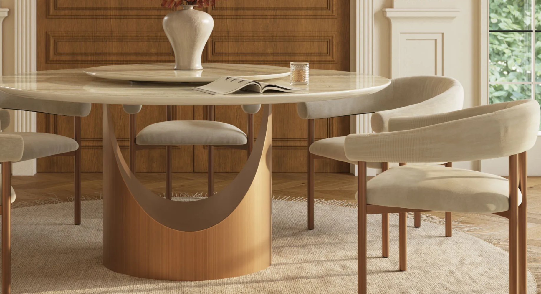 Smooth Design of Povison Pedestal Dining Table