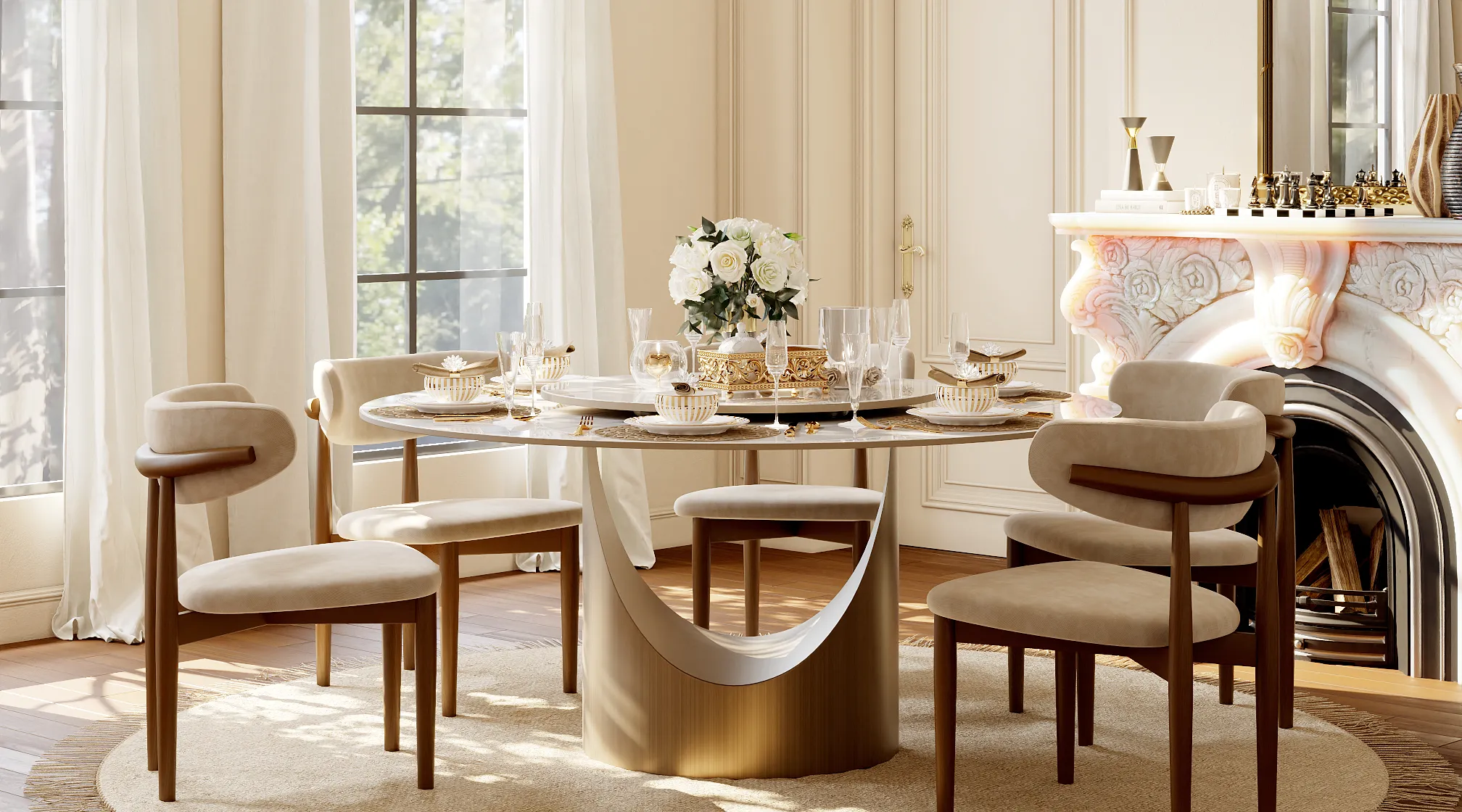 Luxury Round Dining Table in a Modern House