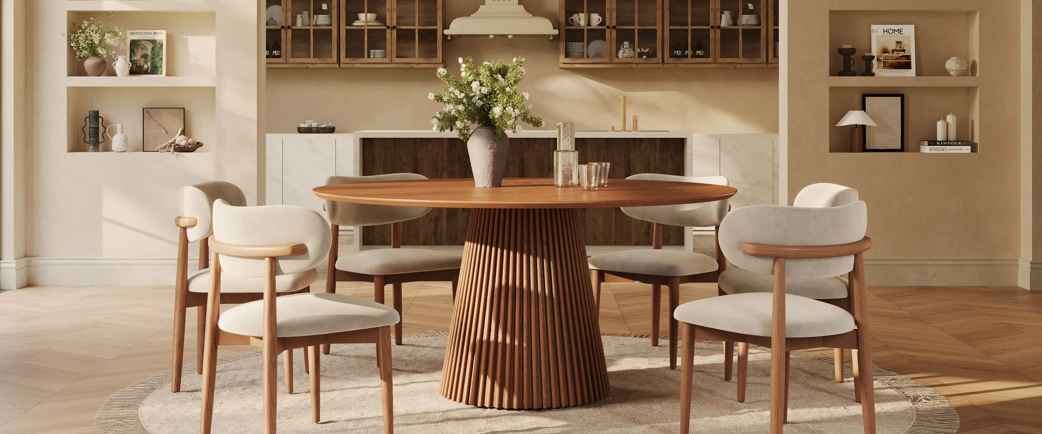 Large Wood Pedestal Dining Table