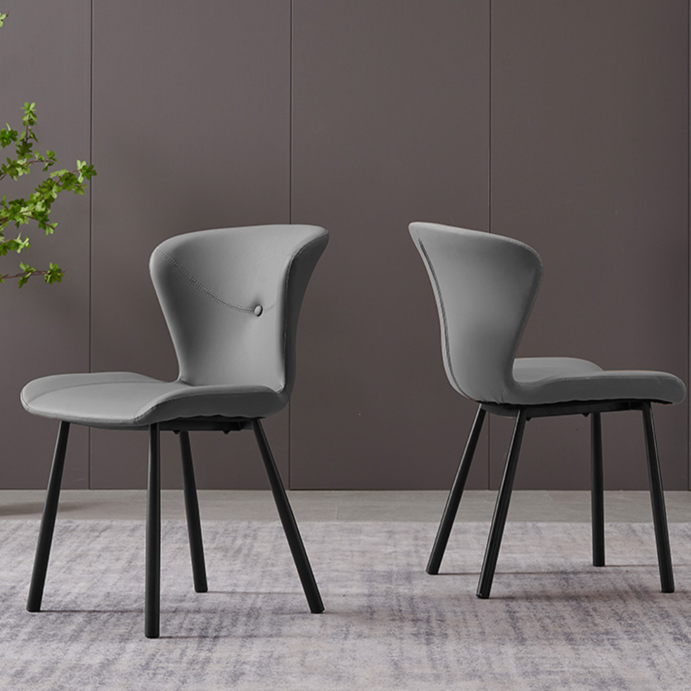 Gray Slender Dining Chair with Iron Legs