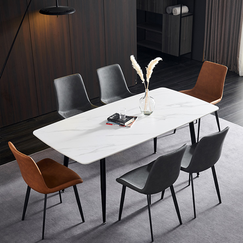 Modern Stone Top Dining Table with Carbon Steel Legs