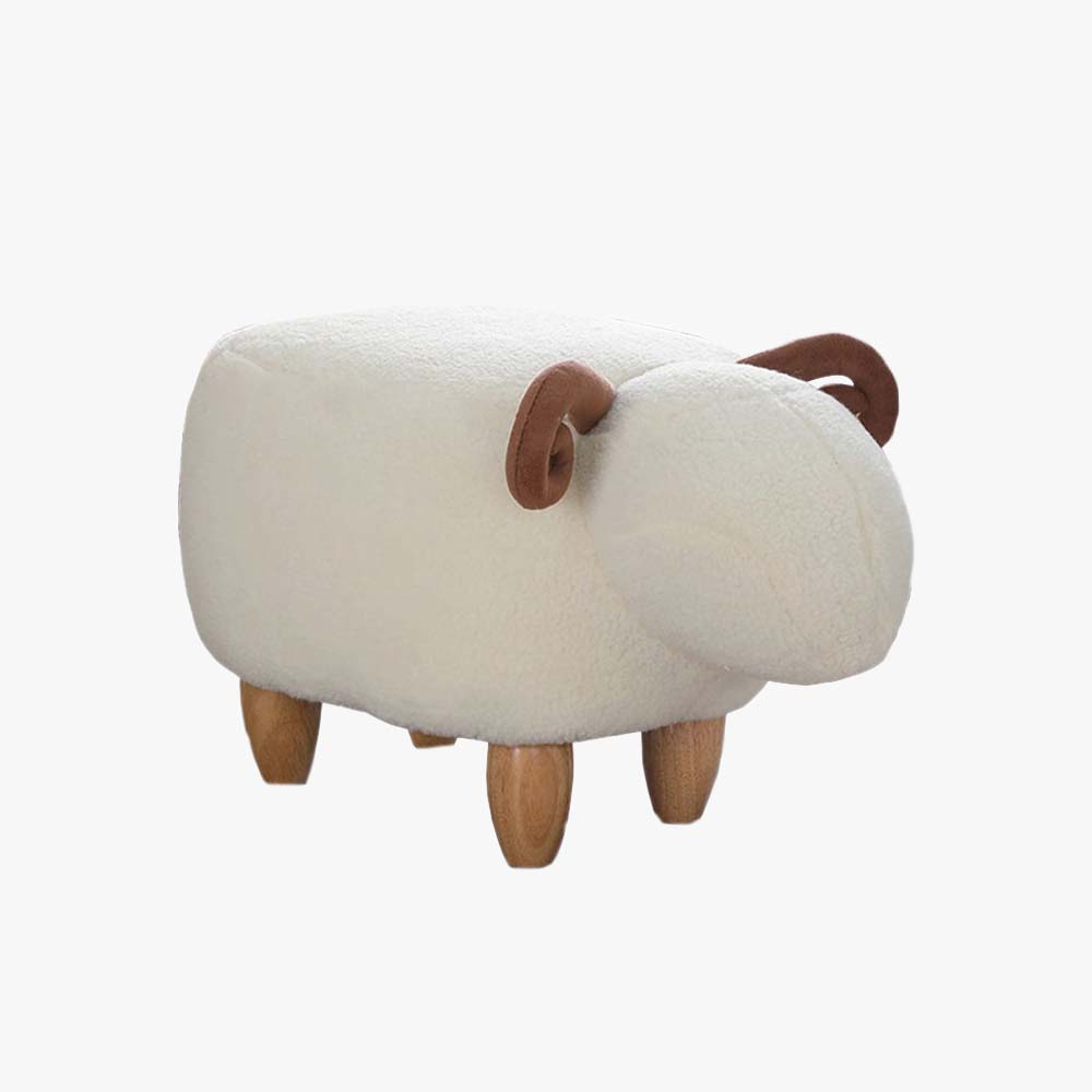 Kids Decorative Animal Sofa Stool, Little Sheep Footstool, Home Cartoon Chair with Solid Wood Legs, Decorative Footstool for Living Room, 34''