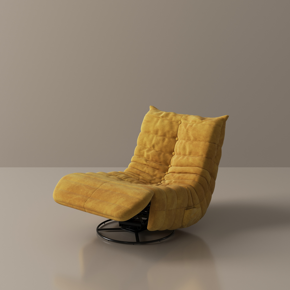 Modern Yellow Lounge Chair with Rocking, Swiveling & Reclining Functions Togo Sofa, Comfy& Durable for Living Room