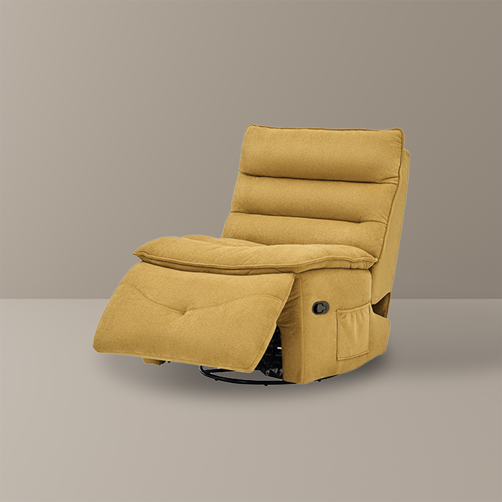 Modern Armless Swivel Rocking Recliner – Manual Sofa Chair & Single Sofa Bed with Ergonomic Backrest and Storage Pocket