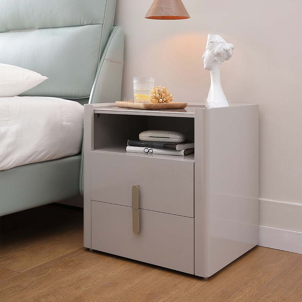 Modern Bedroom Nightstand with Open Shelf