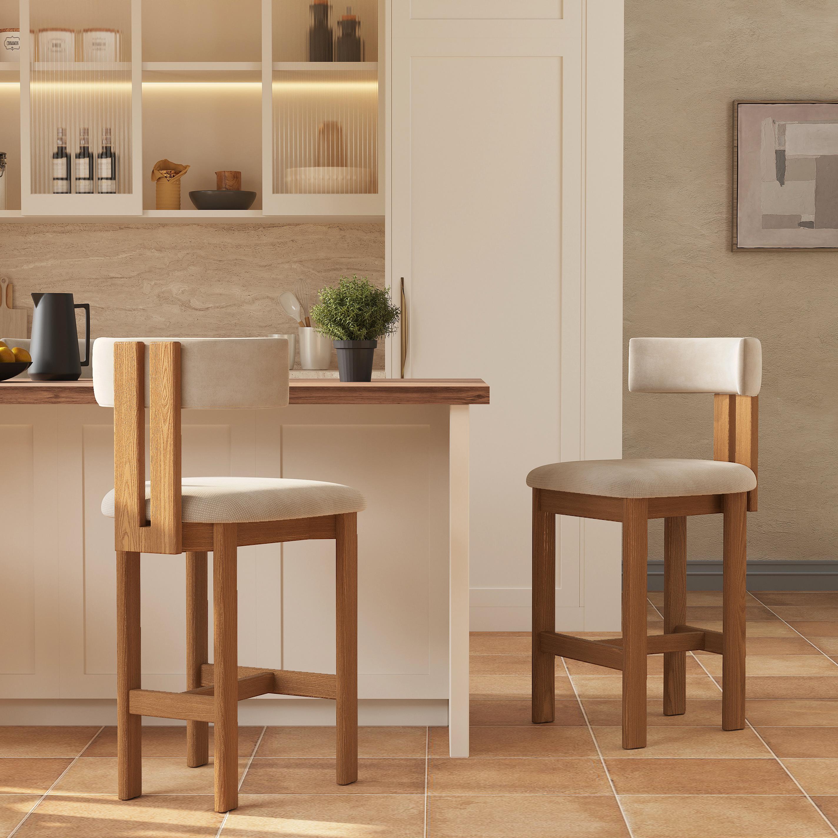 26'' Mid-Century Modern Counter Height Bar Stools Set of 4, Upholstered Bar Stoo...