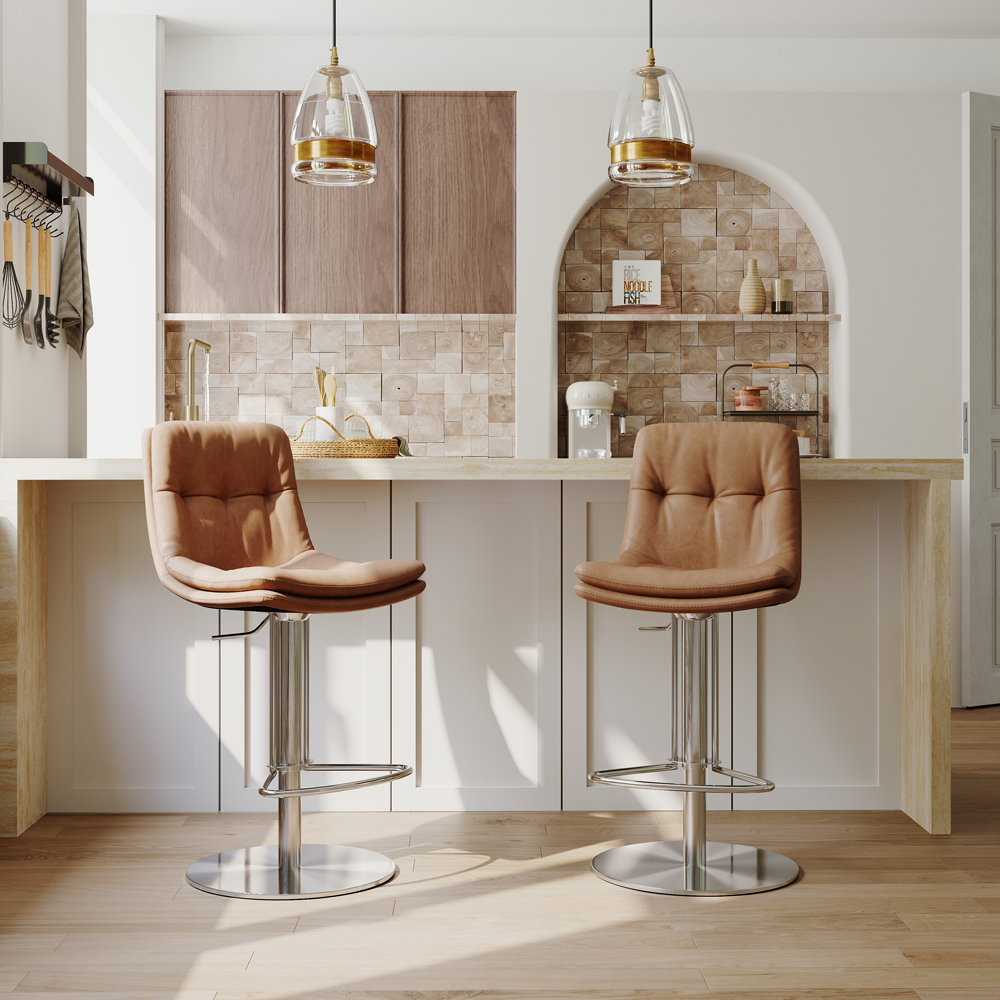 Modern Upholstered Height Adjustable Swivel Bar Stools Set of 6