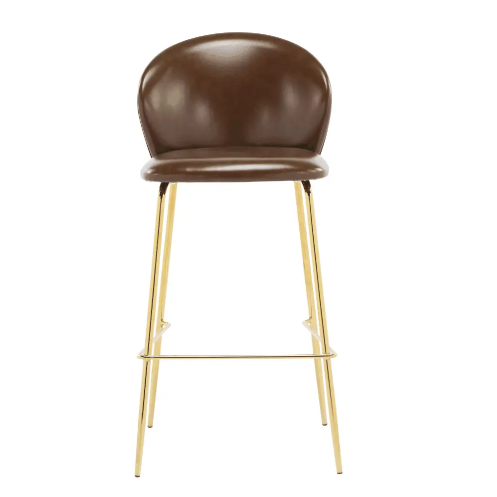 Partial Assembly Required Brown & Gold PU Leather Bar Stools & Counter Stools