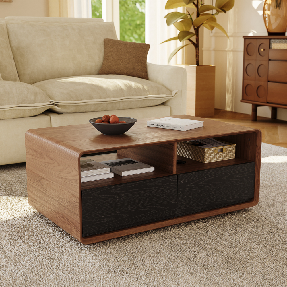 インテリア Rectangular Modern Coffee Table with Storage | Povison