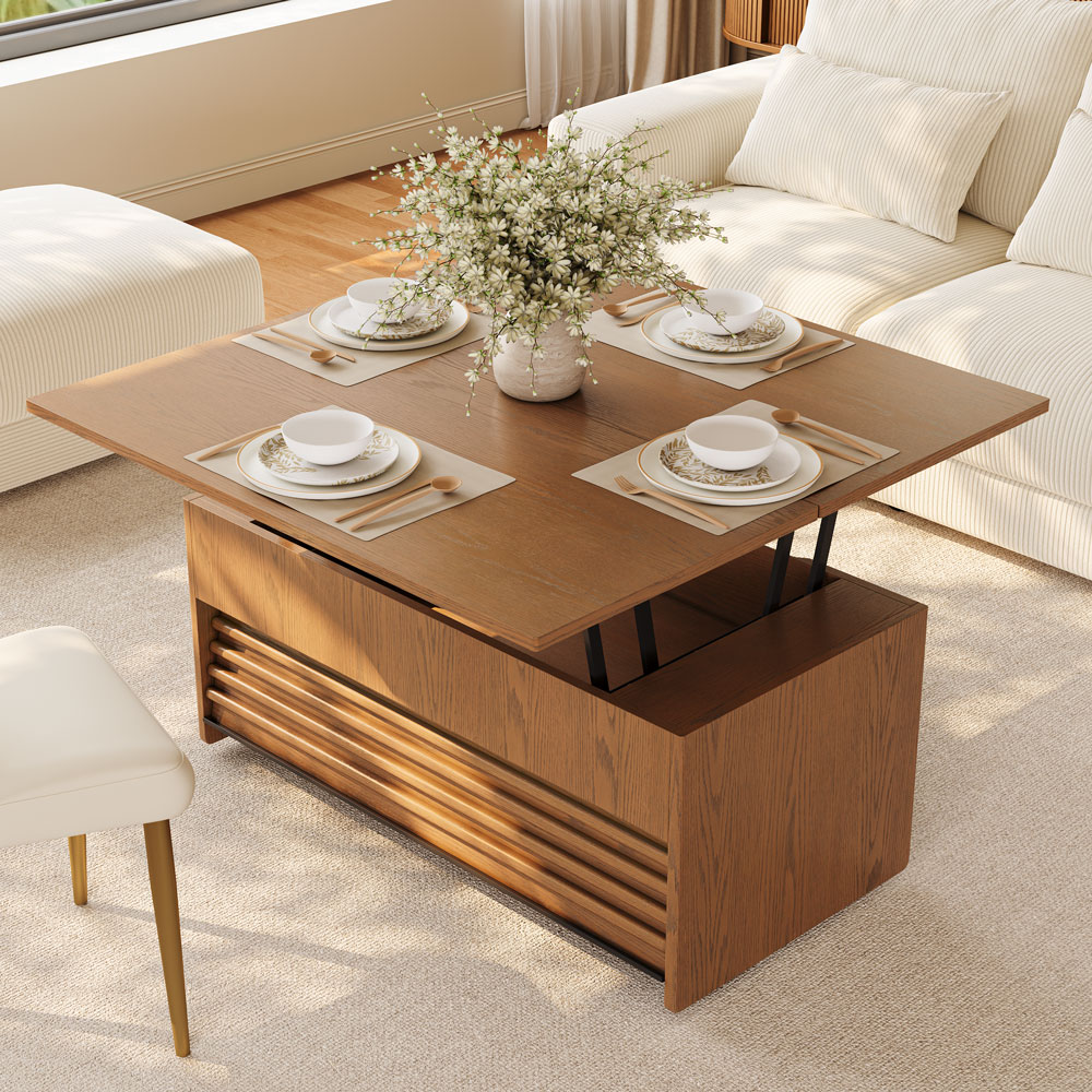 39" Lift‑Top Coffee Table with Storage, Multifunctional Table, Rectangular Dinin...