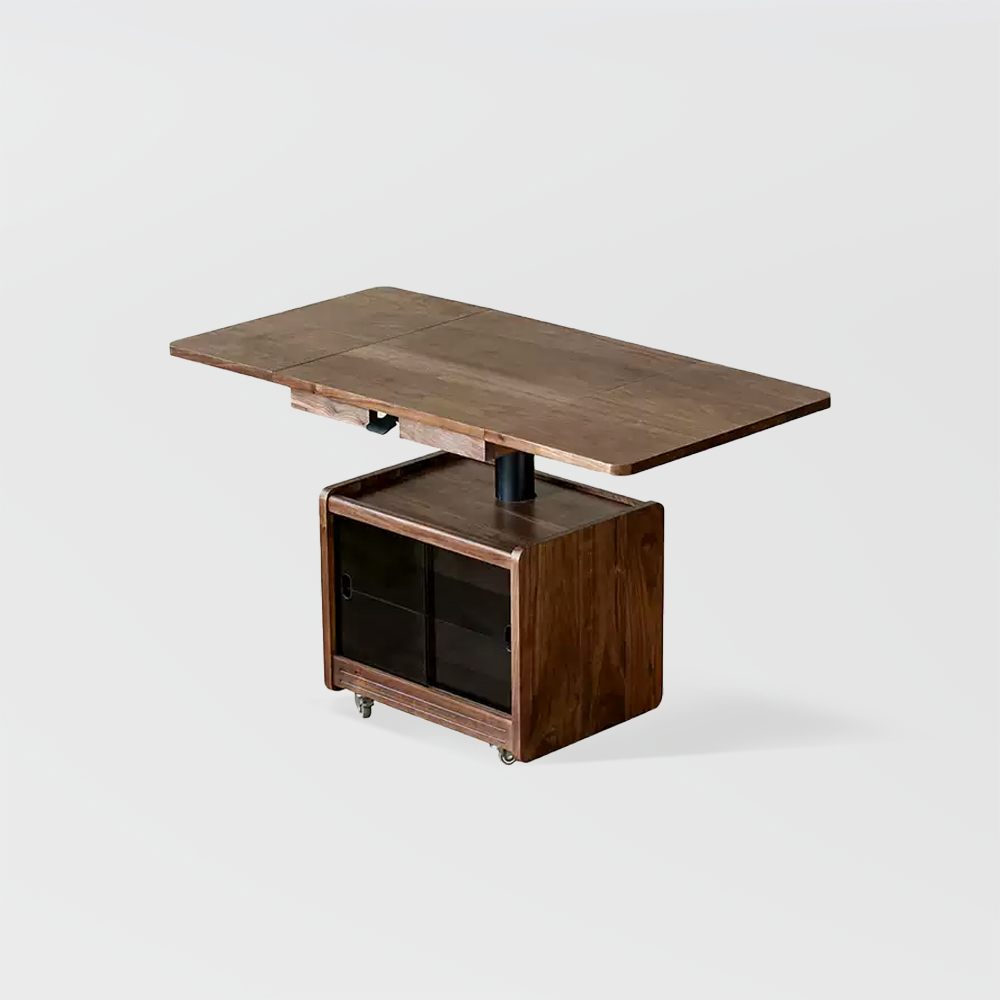 Modern Adjustable Height Movable Coffee Table with Foldable Top