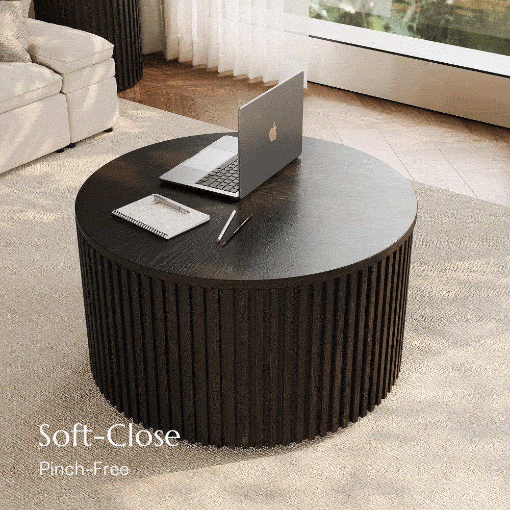 Round Black Plywood Coffee Tables
