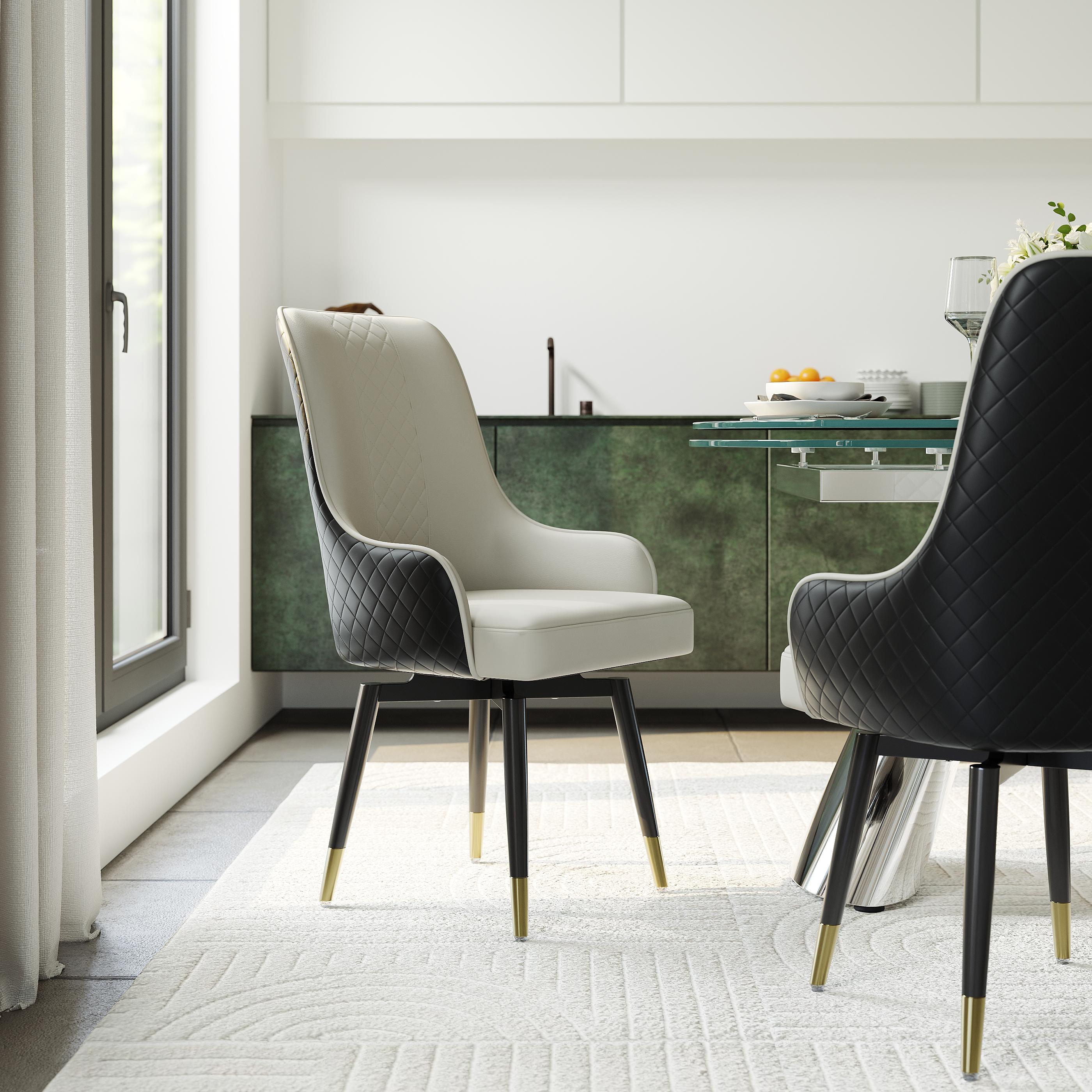 Modern Upholstered Swivel Dining Chairs Set of 6