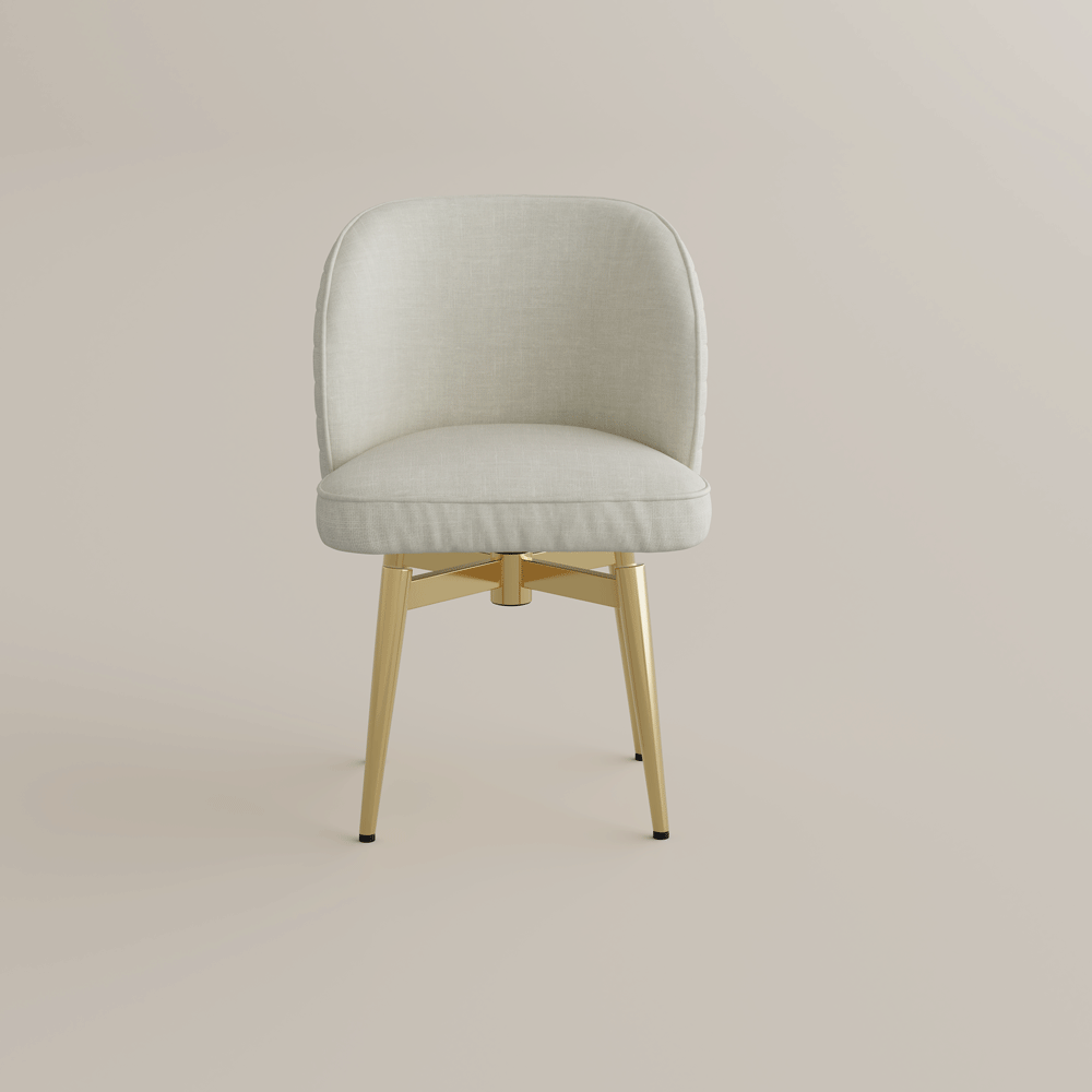 Armless Beige & Gold Velvet Dining Chairs