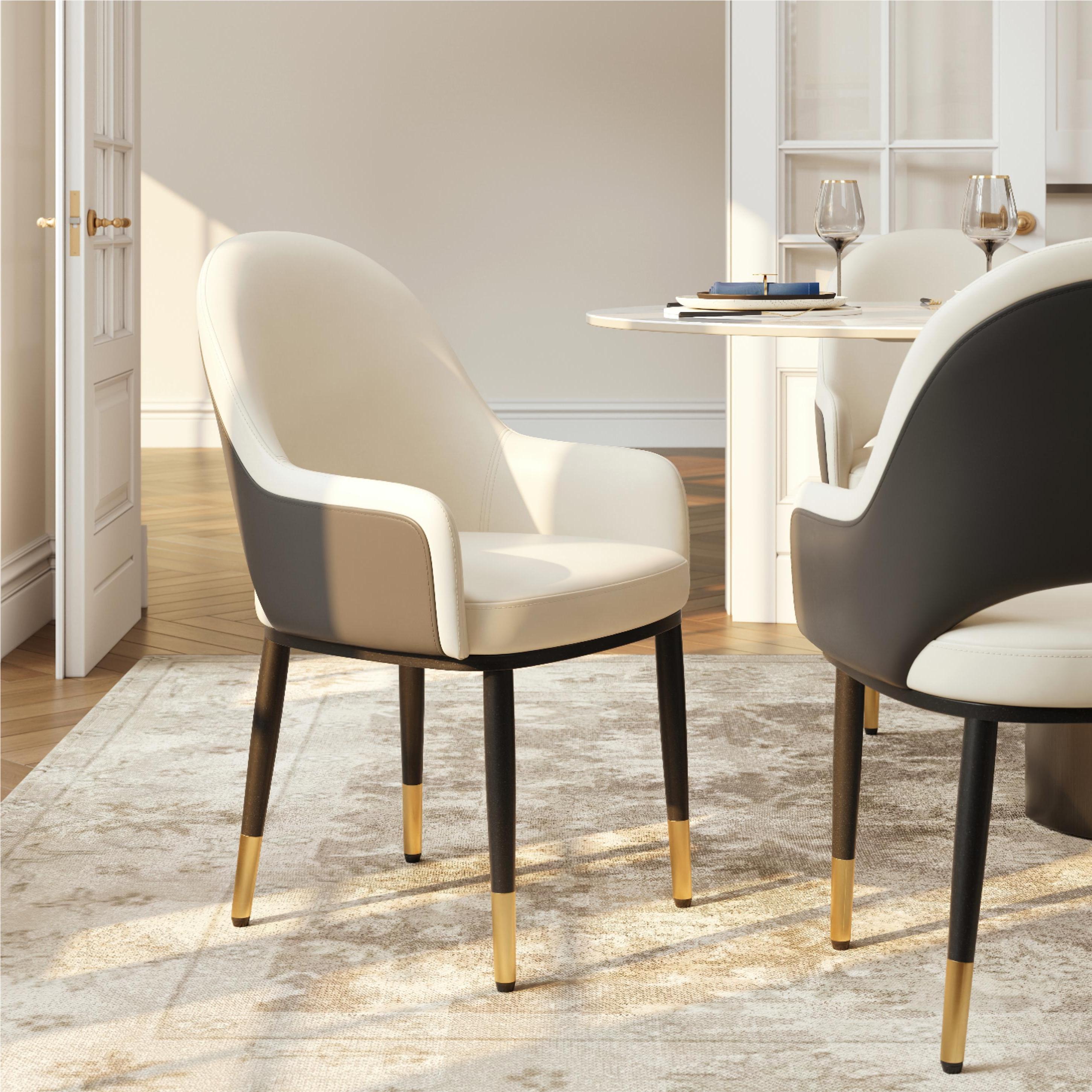 Modern Upholstered Cutout Back Dining Chairs Set of 6