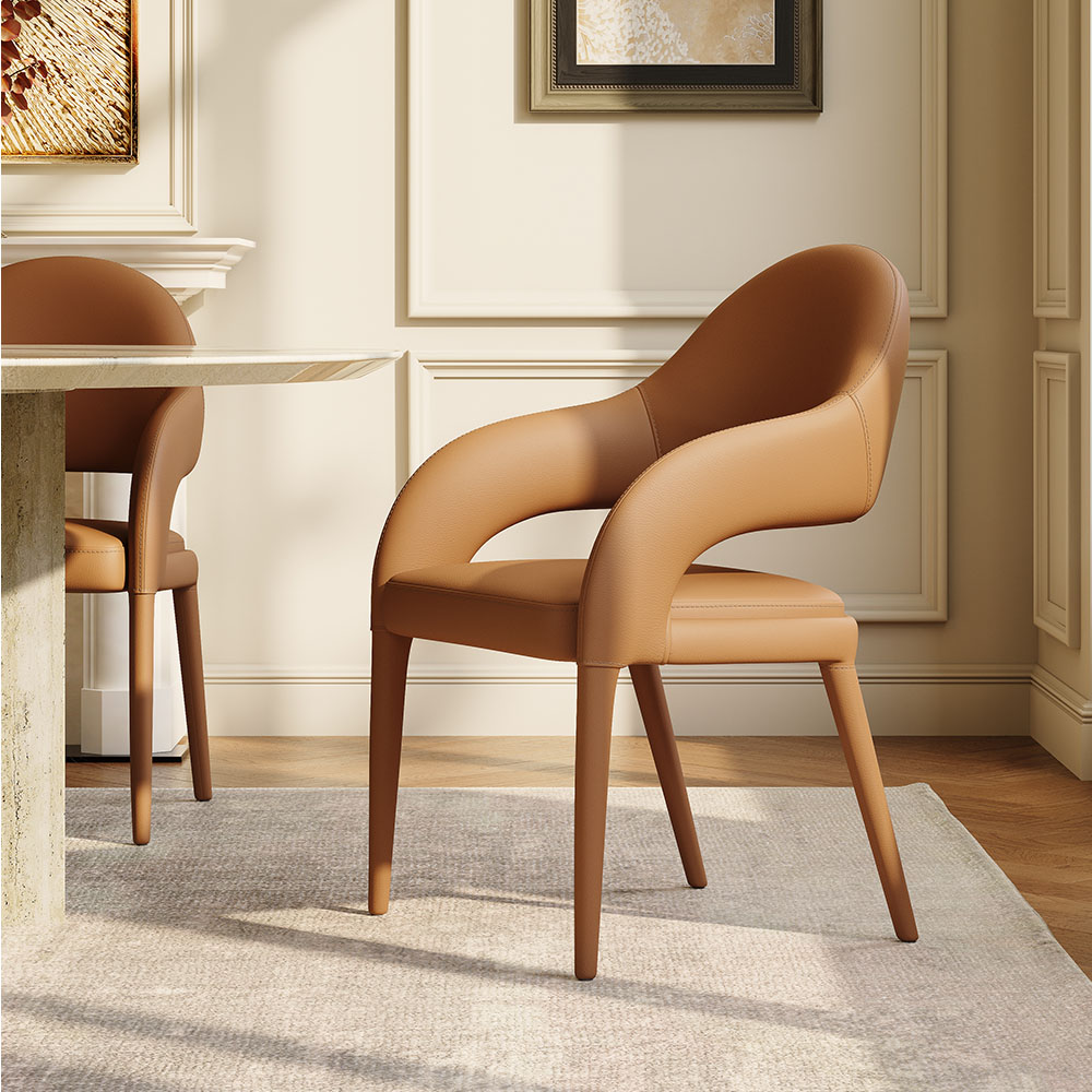 Modern Leather Dining Chairs with Arms Set of 6