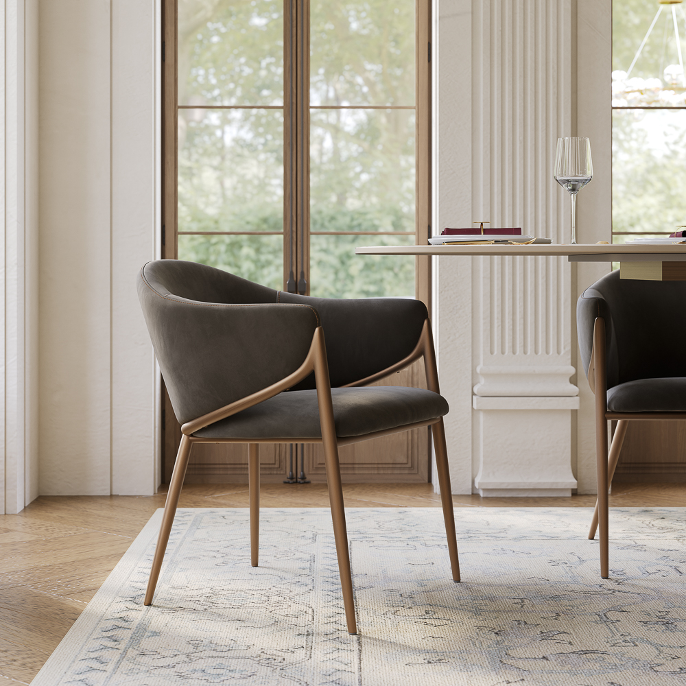 Mid-Century Modern Upholstered Dining Chairs Set of 6