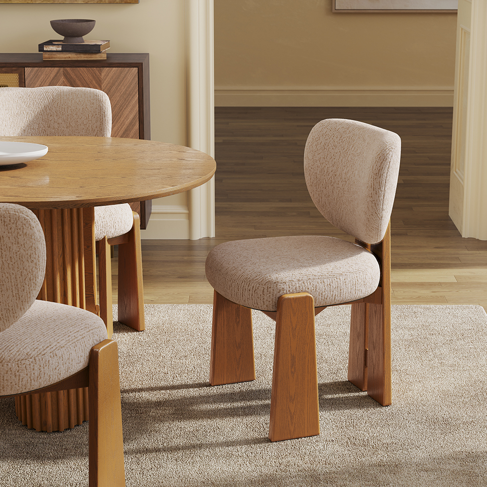 Organic Modern Upholstered Wood Dining Chairs Set of 6