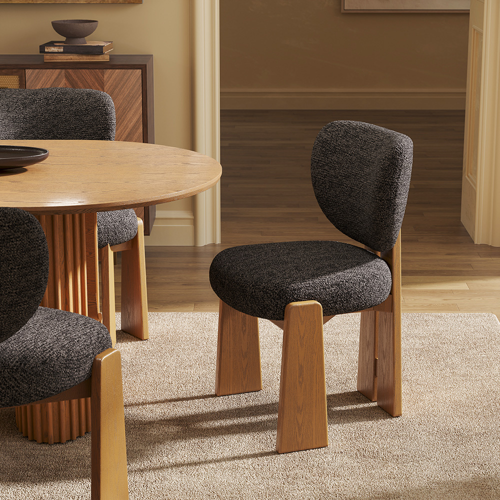 Organic Modern Upholstered Wood Dining Chairs Set of 6