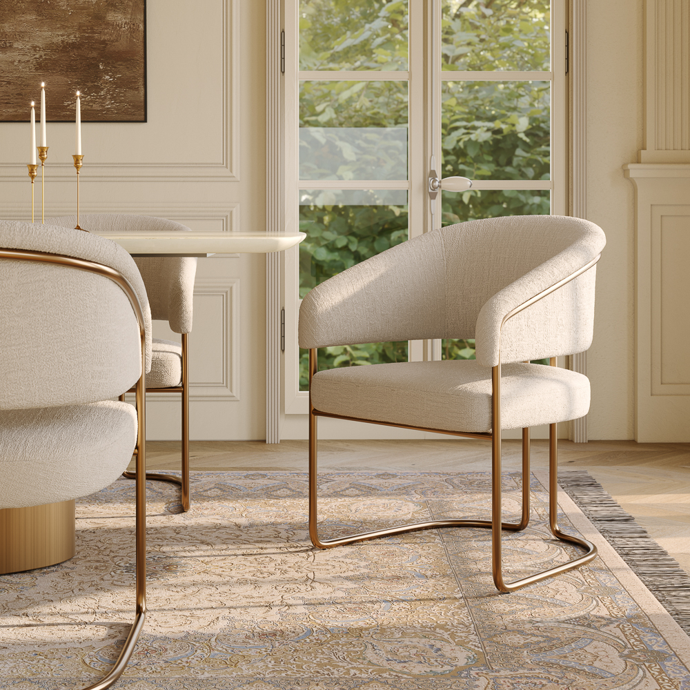 Mid-Century Modern Barrel Upholstered Dining Chairs Set of 6