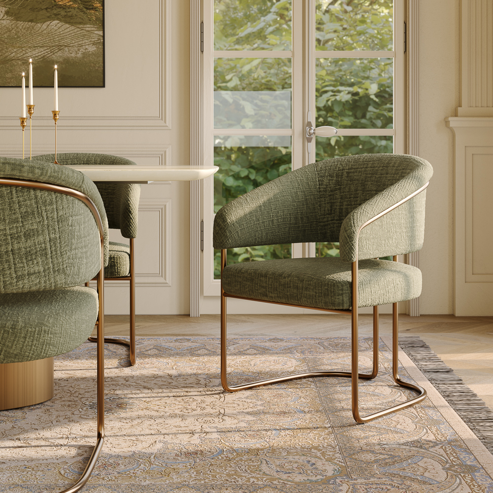 Mid-Century Modern Barrel Upholstered Dining Chairs Set of 6