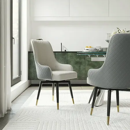 Light Gray Gray & Light Gray PU Leather Dining Chairs