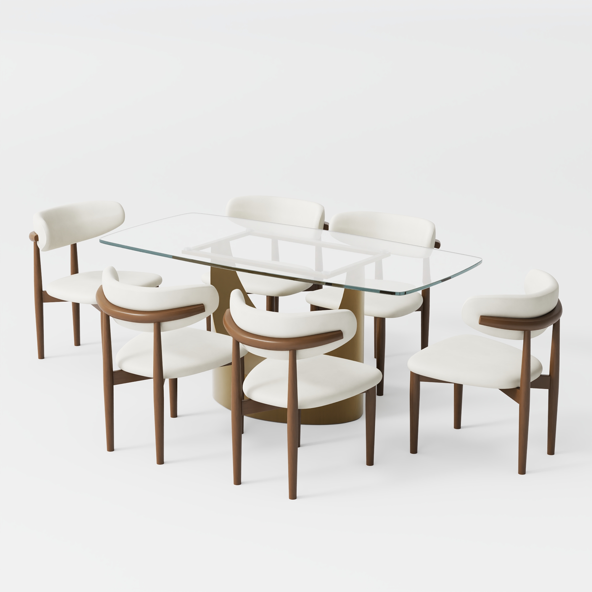 Modern Glass Dining Table Set for 6/8 | Povison