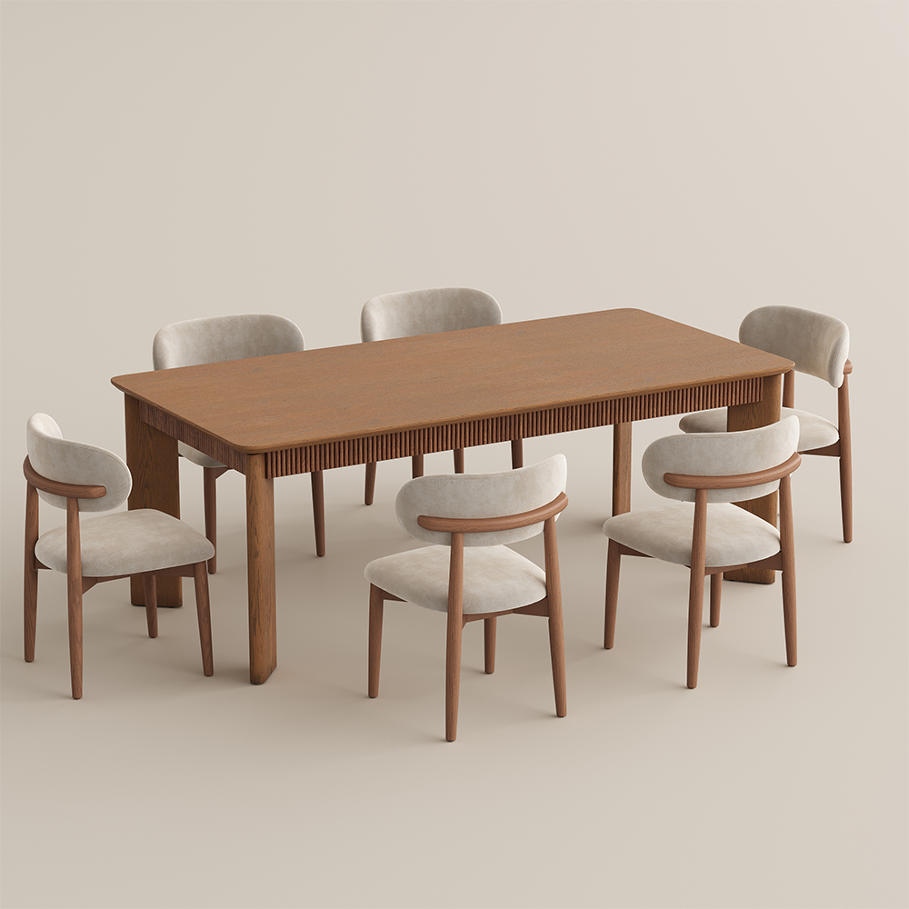 Mid-Century Modern Rectangular Dining Table Set for 6 | Povison