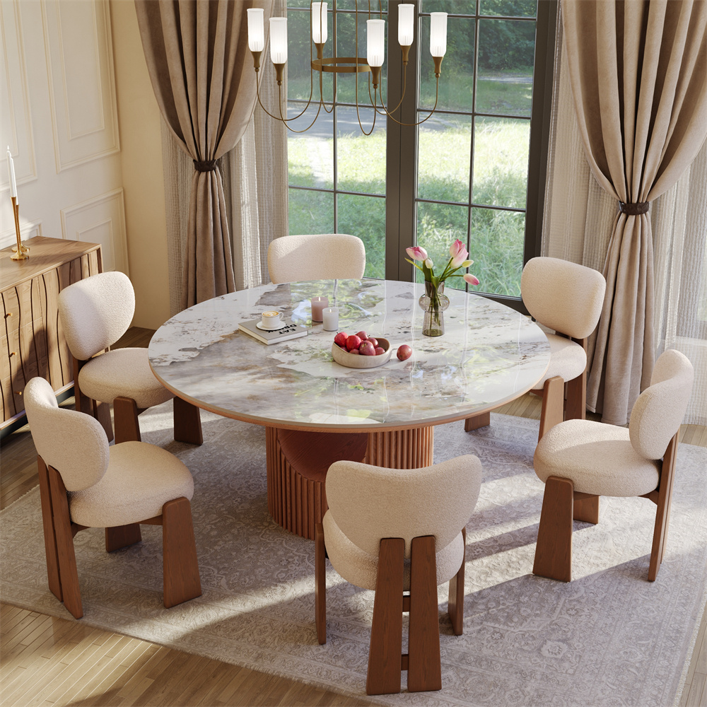 7-Piece Mid-Century Modern Breakfast Nook Table Set