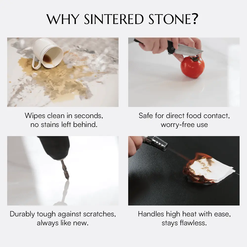 Sintered Stone Pandora & Bronze Glossy Sintered Stone Dining Room Set