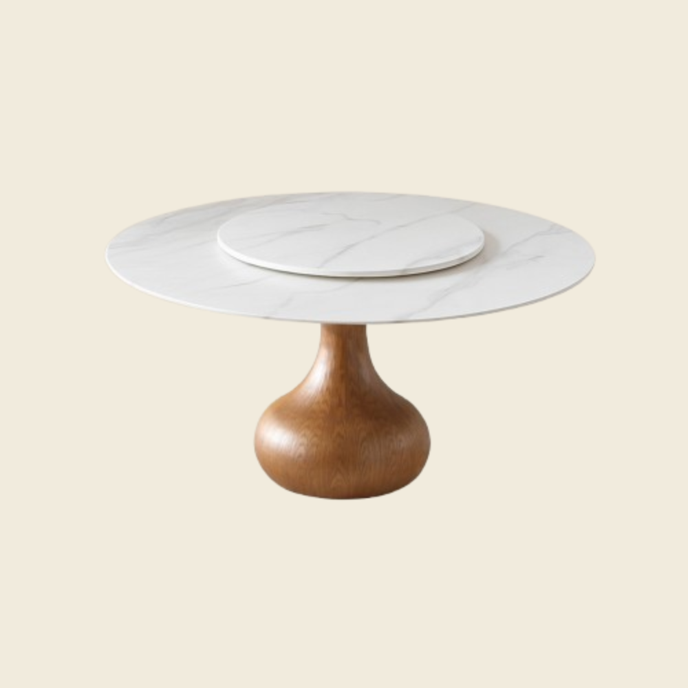 Mid-Century Modern Round Dining Table with Lazy Susan | Povison