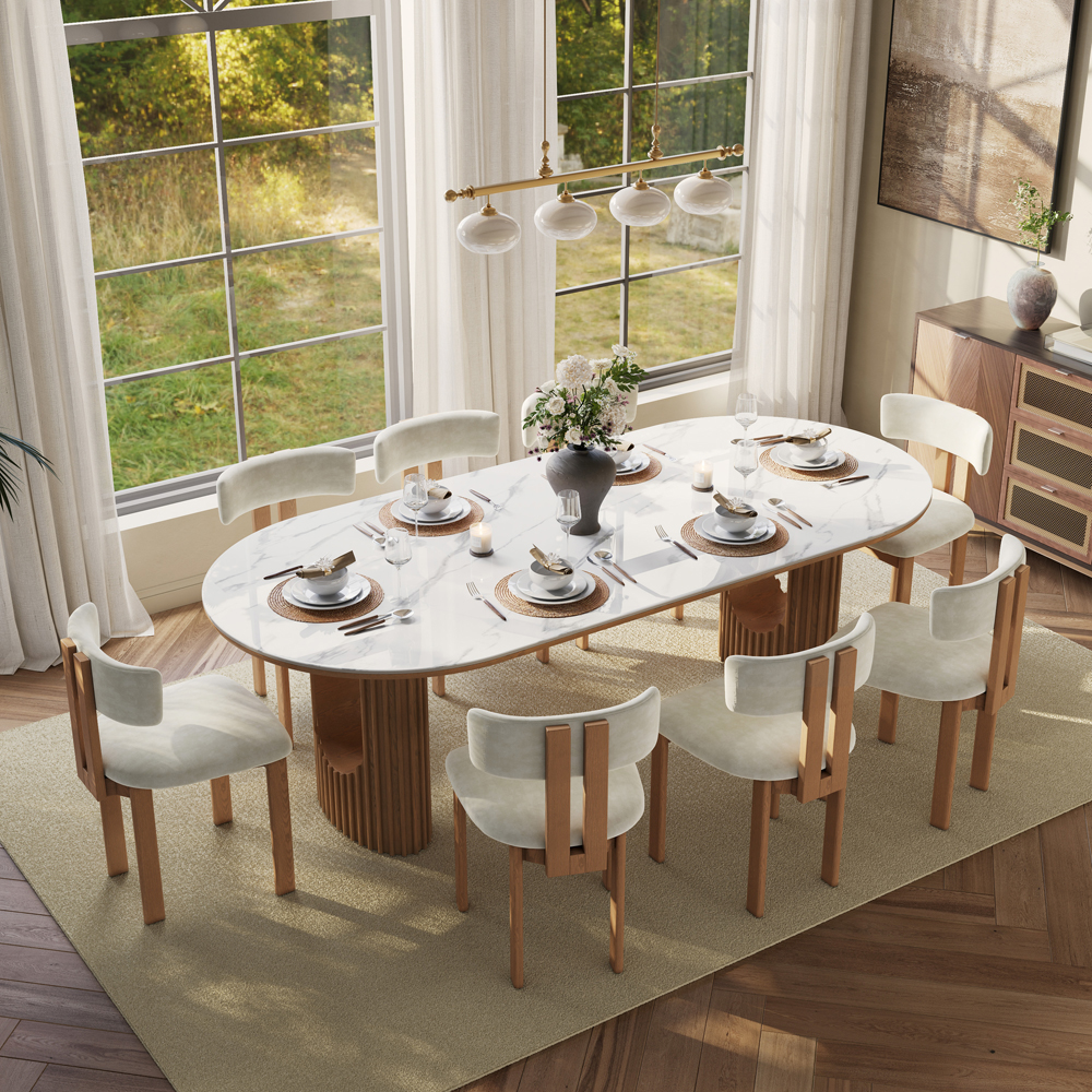 94" Mid-Century Modern Oval Dining Table for 8